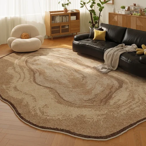 Artistic Irregular Rug: Plush Comfort, Anti-Slip, Custom Fit!