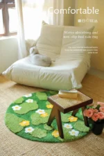Big Size Flocking Bathroom Mat Bedroom Tufted Living Room Carpet Woven Moss Round Rug Living Room Rugs Big Size aesthetic room