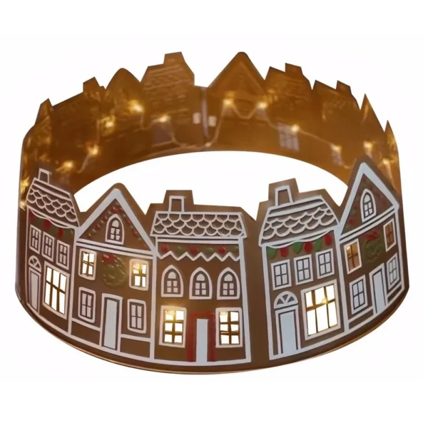 Gingerbread House Christmas Tree Collar with LED Lights