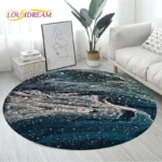 Chic Modern Round Striped Rug: Washable Velvet Comfort! - Image 3