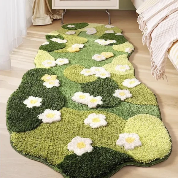 Tufted Carpet 3D Moss Floral Rug Shaped Floor Mat Non-Slip Bottom Bedside Rug Living Room Rug Home Decor