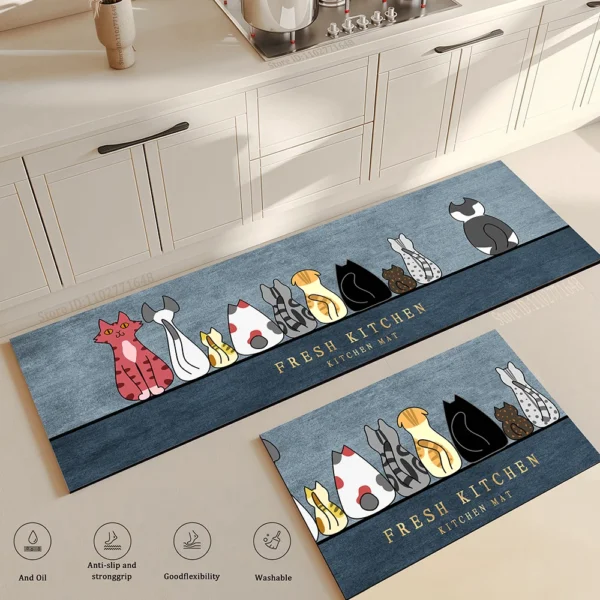 Carpet for Kitchen Floor Mat Waterproof Non-slip Long Rug Oil-proof Foot Mats Pink Flower Home Decoration Modern Absorbent Rugs