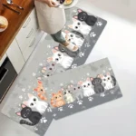 VIKAMA Cute Cartoon Cat Paw Print Carpet Machine Washable Non-Slip Kitchen Bathroom Mat Bedroom Long Rugs Home Decoration - Image 4