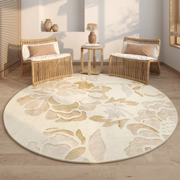 Fluffy Soft Lounge Rug Light Luxury Bedroom Decor Round Carpet Cream Style Carpets for Living Room Thick Plush Lounge Floor Mat