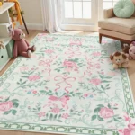 Living Room Carpet Bedroom Bedside Sofa Floor Mat Washable Bow Area Mats Big Area Carpets Floral Style Home Decoration Rug