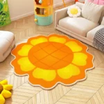 Sunflower Pattern Bedroom Decor Round Carpet Thicken Plush Lounge Mat Fluffy Soft Study Rug Flower Shape Carpets for Living Room - Image 3