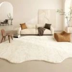 French Cream Style Carpets for Living Room Irregular Shape Bedroom Decor Line Carpet Fluffy Soft Plush Rug Thick Washable Mat - Image 3
