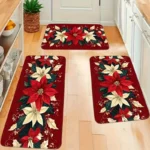 VIKAMA 1pc/2pc Christmas Festival Kitchen Rug Christmas Tree Entrance Hall Carpet Bathroom, Corridor Floor Mat Home Decoration - Image 2