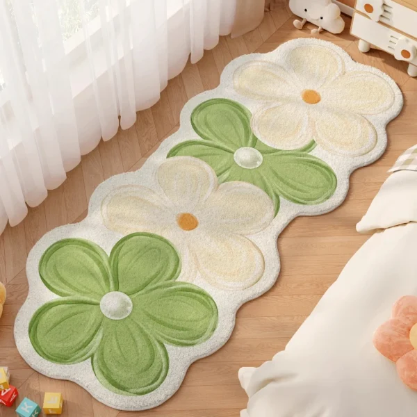 Flower Pattern Bedroom Decor Dopamine Carpet Thick Plush Carpets for Living Room Fluffy Soft Bedside Floor Mat Home Washable Rug