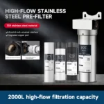 10 Inch Pre Filter 304 Stainless Steel 3/4" High Flow Whole House Household Water Purifier Filtration System