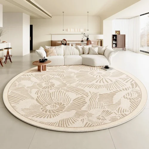Customizable Round French Style Polyester Carpet - Elegant Décor!