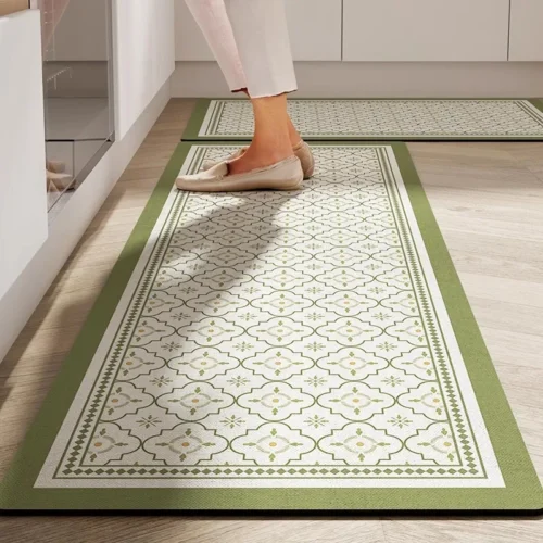 Kitchen Carpet Anti-slip Oil-proof Dirt-resistant Rug PVC Leather Waterproof Floor Mats Long Size Flower Home Decoration Mat 양탄자