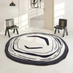 Plush Modern Striped Round Rug - Custom Polyester & Washable! - Image 3