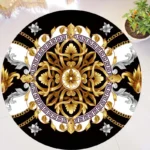 Gold Luxury Round Carpets Living Bedroom Area Rug Room Bedside Chair Mat European Style Home Decor Carpet Tatami Anti-Slip Mat