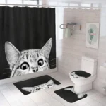 Modern Eco-Friendly Blackout Shower Curtain with Mat Set