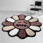 Aesthetic Sunflower Rug Fluffy Thickening Carpet Kawaii Smiling Flower Mat Jack Tufted Carpet Antislip Bathroom Rug Room Decor - Image 2