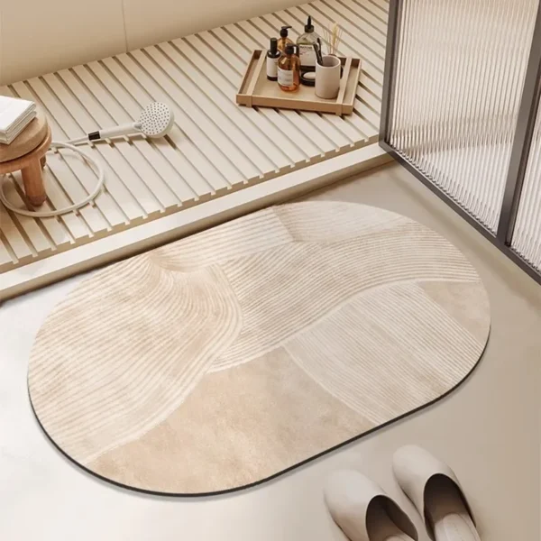Bathroom Carpet Non-slip Strong Absorbent Floor Mats Home Decor Beige Stripes Bath Mat Toilet Entrance Area Rug Alfombra De Baño