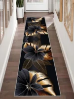 VIKAMA Premium Light Luxury Black and White Rug Luxury Doormat Lightweight Bedroom Hallway Indoor Space Runner - Image 4