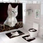 Modern Eco-Friendly Blackout Shower Curtain with Mat Set - Image 3