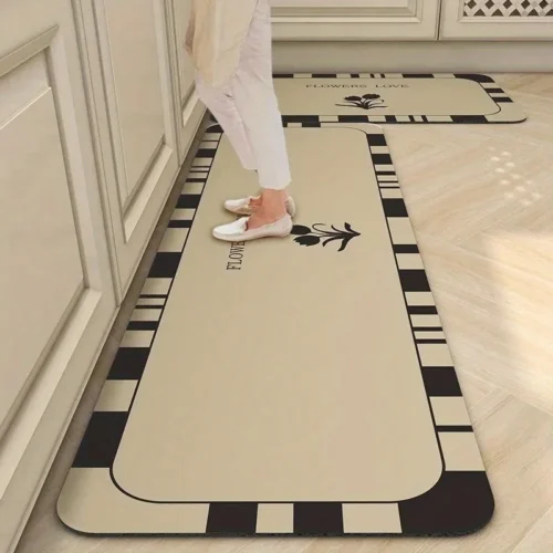 Nordic kitchen floor mat, absorbent and oil absorbing Diatom mud floor mat, dirt resistant, wear-resistant, anti slip mat, rug