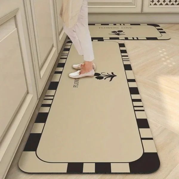 Nordic kitchen floor mat, absorbent and oil absorbing Diatom mud floor mat, dirt resistant, wear-resistant, anti slip mat, rug