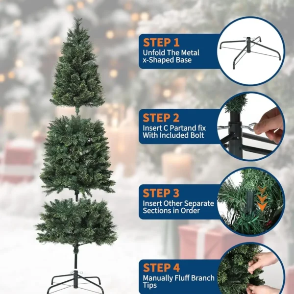 6 FT Slim Christmas Tree - Easy Set-Up, Space-Saving Decor