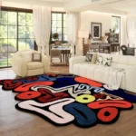 VIKAMA Modern Geometric Living Room Rug - Soft, Washable, Anti-Slip