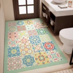 Bathroom Carpet Non-slip Absorbent Quick-drying Floor Mat Diatoma Stain-resistant Floral Pattern Rug Large Size Home Decor Mats - Image 3