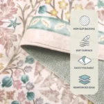 Sage Green Living Room Carpet Large Machine Washable Rug Bedroom Bedside Floor Mat Home Decoration Bohemian Flower Non-Slip Rugs - Image 6