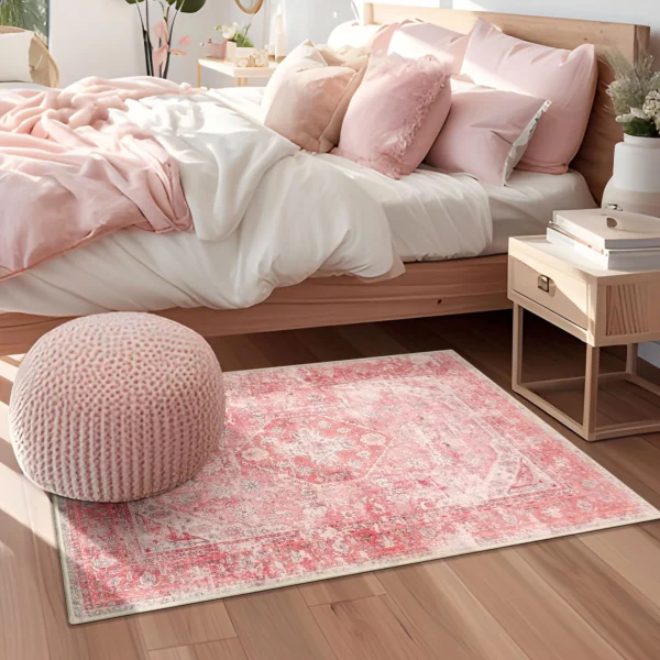 VIKAMA Floral Anti-Slip Carpet for Home & Travel Comfort