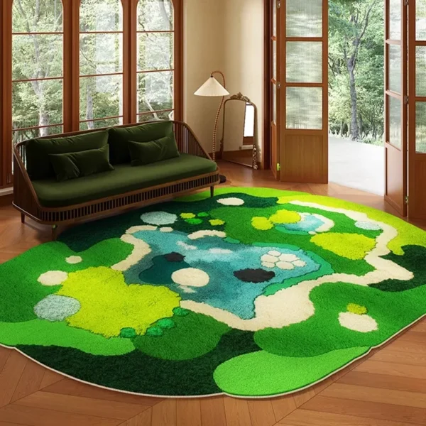 Soft Minimalist Geometric Rug - Modern Polyester Comfort