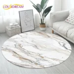 Chic Modern Round Striped Rug: Washable Velvet Comfort!