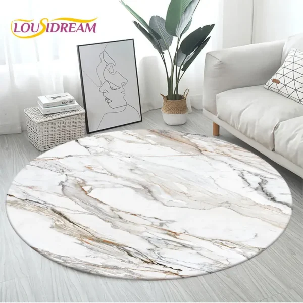 Chic Modern Round Striped Rug: Washable Velvet Comfort!