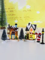 LED Lighted Mini Christmas Village Figurines Decoration Set - Image 6