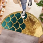 Semi-circular Floor Mats Retro Japanese Style Crane Printed Door Entrance Non-slip Floor Mats Balcony Carpet Hallway Porch Rug - Image 5