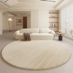 Cream Geometric Round Rug: Soft, Non-Slip, Easy Wash! - Image 3